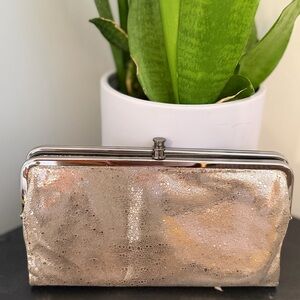 HOBO Metallic Gold Lauren Leather Clutch Wallet